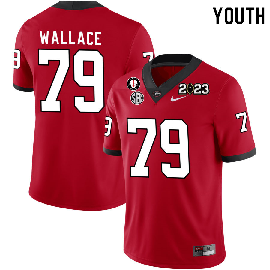 Georgia Bulldogs Youth Weston Wallace #79 Red 2022-23 CTP National Championship Stitched College UGA Football Jersey 23TB012TK